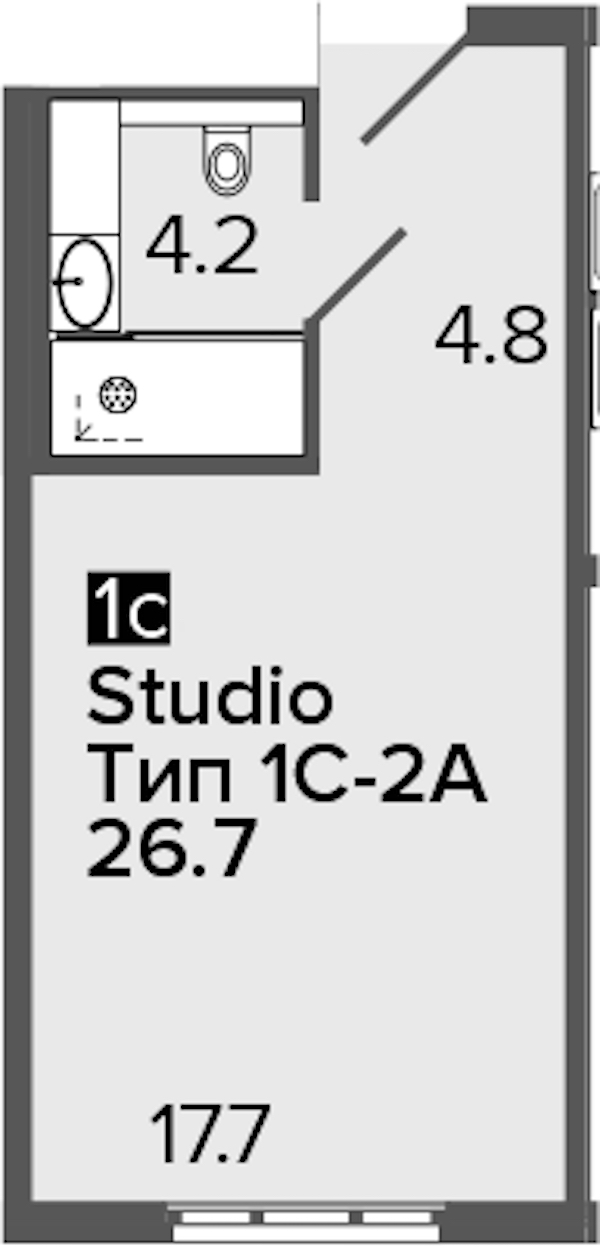 Квартира студия 26.7 м², 10/16 эт., Апарт-отель «ARTSTUDIO M103»